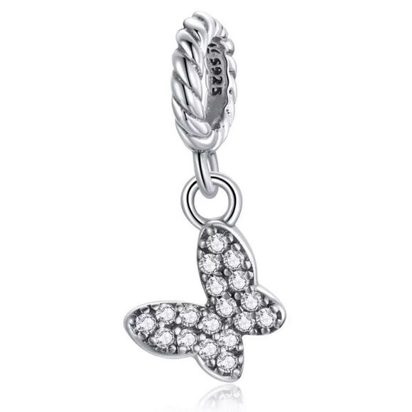 Sterling Silver Butterfly Charm Mini DIY Bracelet Bead Fits Pandora - Picture 1 of 16